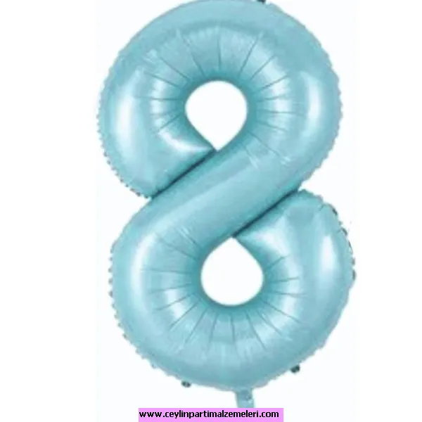 8 Rakam Açık Mavi Folyo Balon